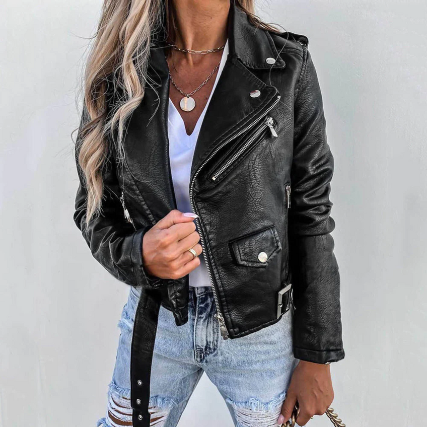 Raya – Faux Leather Biker Jacket