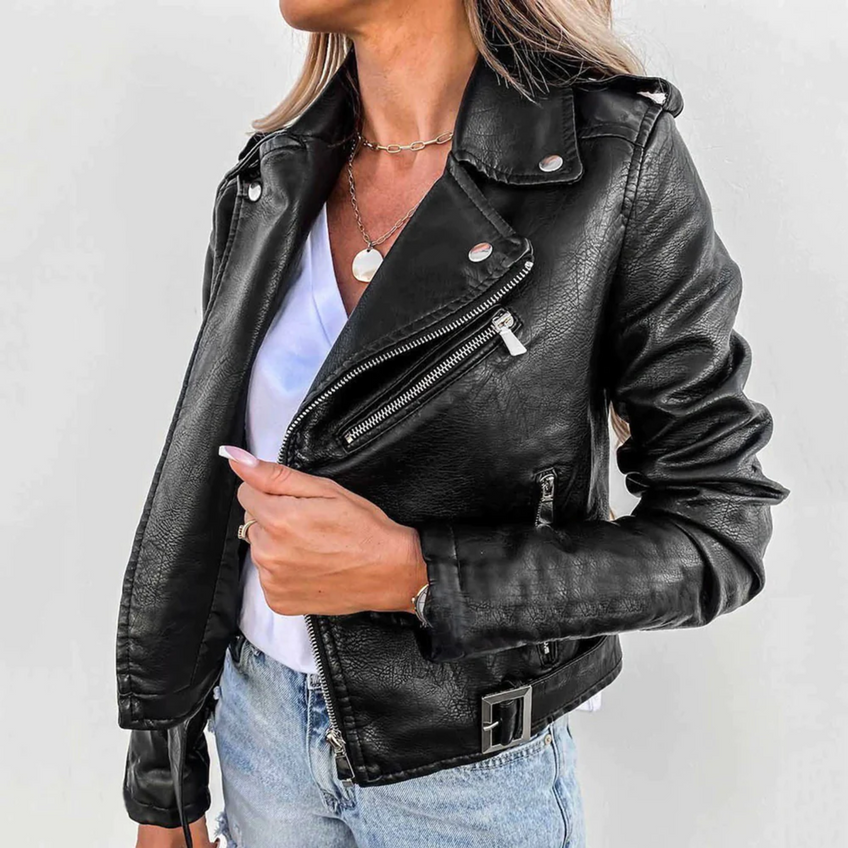 Raya – Faux Leather Biker Jacket