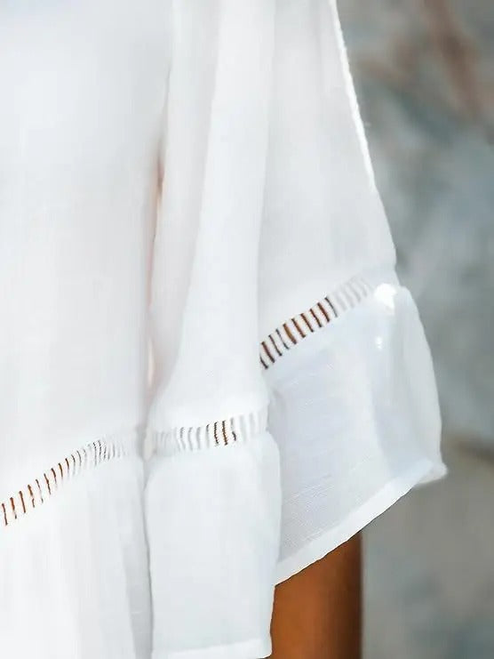 Elegante Witte Strandjurk met Kanten Details